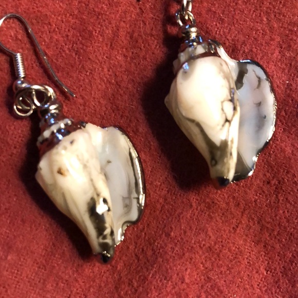 Genuine sea shells decorated with silver earrings! - Picture 3 of 3